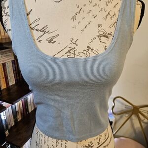 Light Blue Ribbed Women's Top